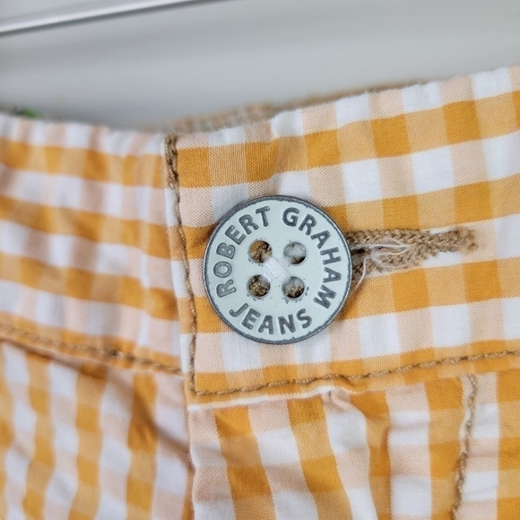 ROBERT Graham Bermuda Casual Walking Shorts Gingham Orange Cotton 34 - Picture 4 of 12